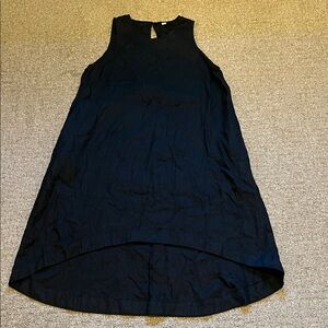 Elegant Black Linen Sleeveless High Low Dress Size Large